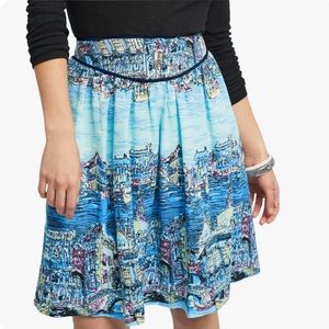 Anthropologie Cityscapes Blue Skirt Size 10